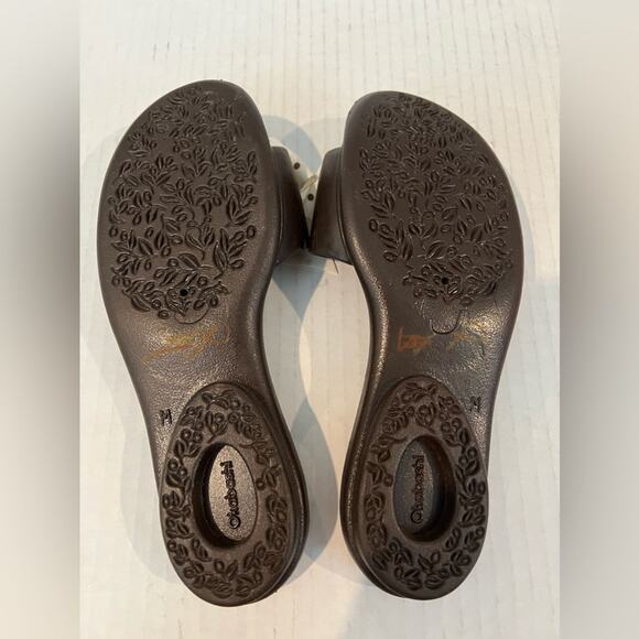 Oka B Okabashi Madison Brown Slides Cream Polkadot Bow FlipFlop Sandal M - Picture 7 of 11